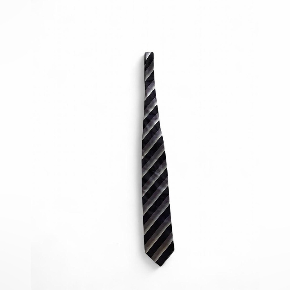 Giorgio Armani Black and Gray Diagonal Striped Tie